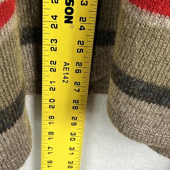 Ann Taylor Loft Knit Poncho Size L/XL Wool Mohair Beige Red Cowl Neck 4 Panel - Picture 7 of 8